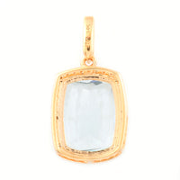 2.98 Ct Cushion Mixed Cut Natural Aquamarine 14K Gold Pendant