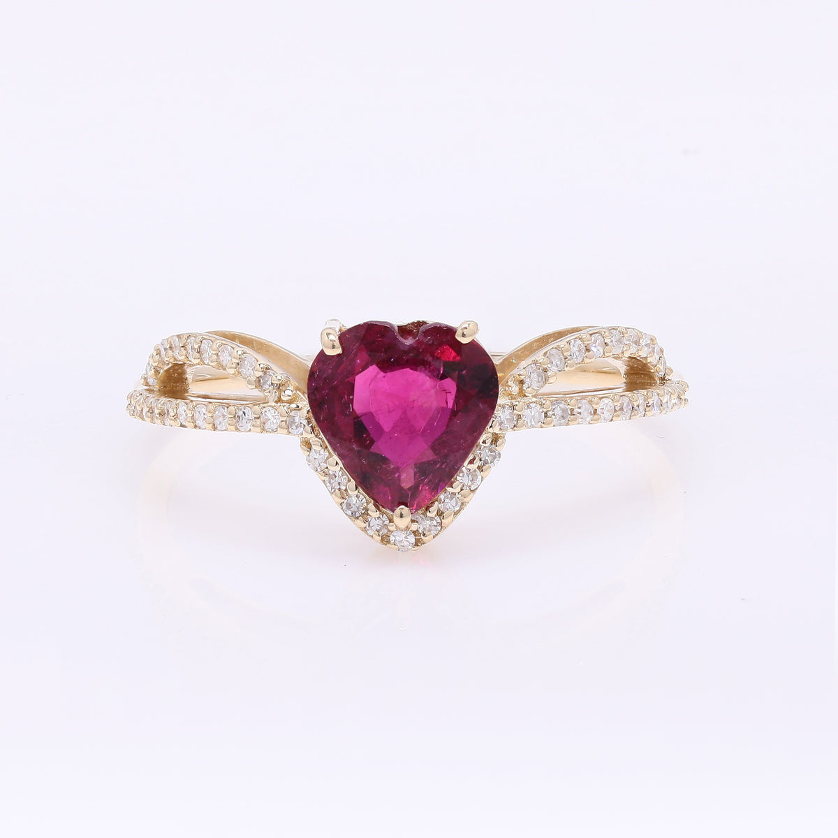 1.11 Ct Heart Mixed Cut Natural Tourmaline 14K Gold Ring