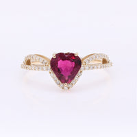 1.11 Ct Heart Mixed Cut Natural Tourmaline 14K Gold Ring