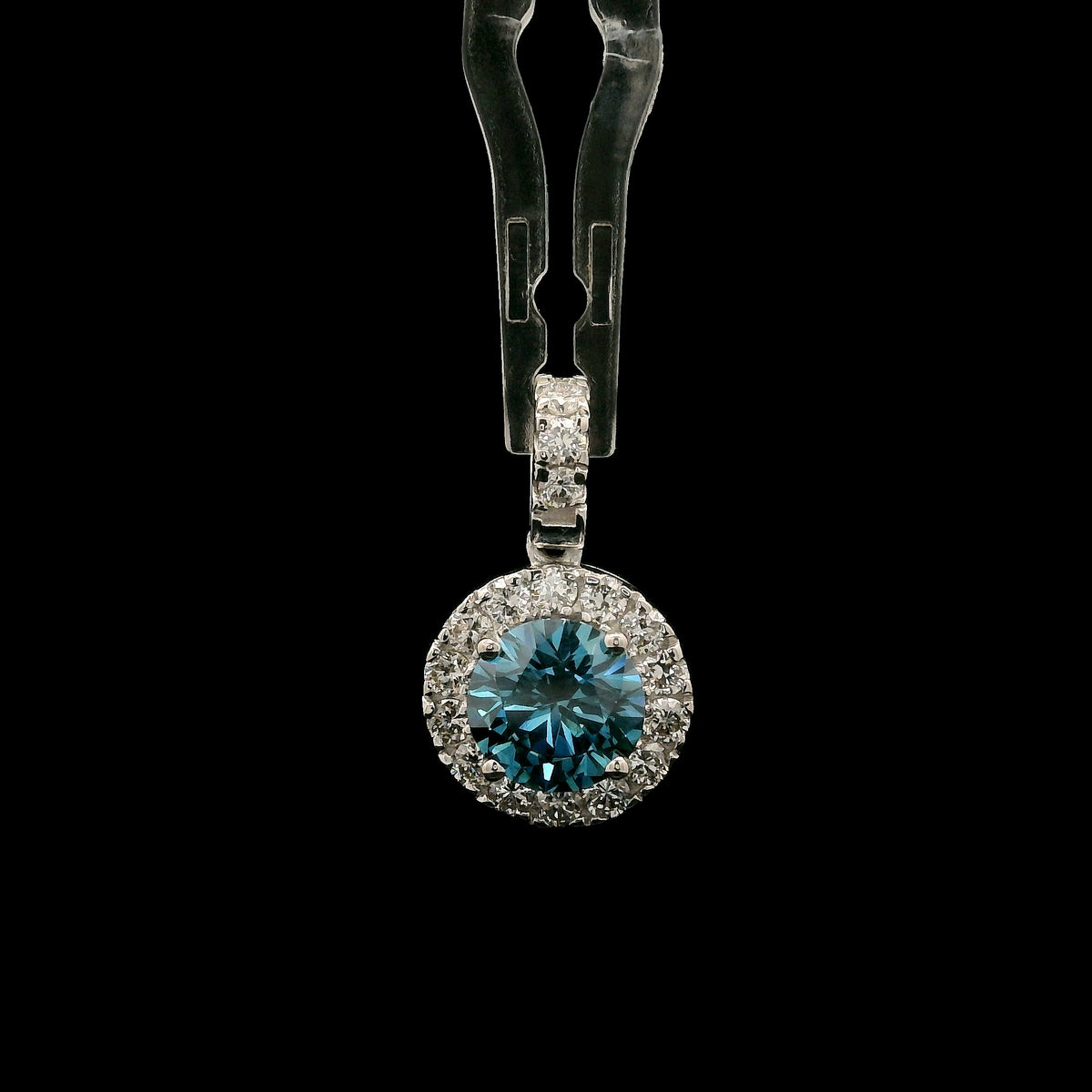 1.67 Carats Blue Lab Grown Diamond 14K Gold Pendant