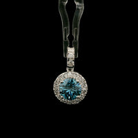 1.67 Carats Blue Lab Grown Diamond 14K Gold Pendant