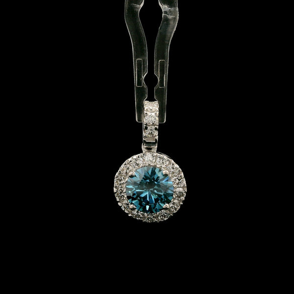 1.67 Carats Blue Lab Grown Diamond 14K Gold Pendant