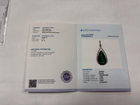 3.44 Ct Pear Mixed Cut Natural Emerald 14K Gold Pendant