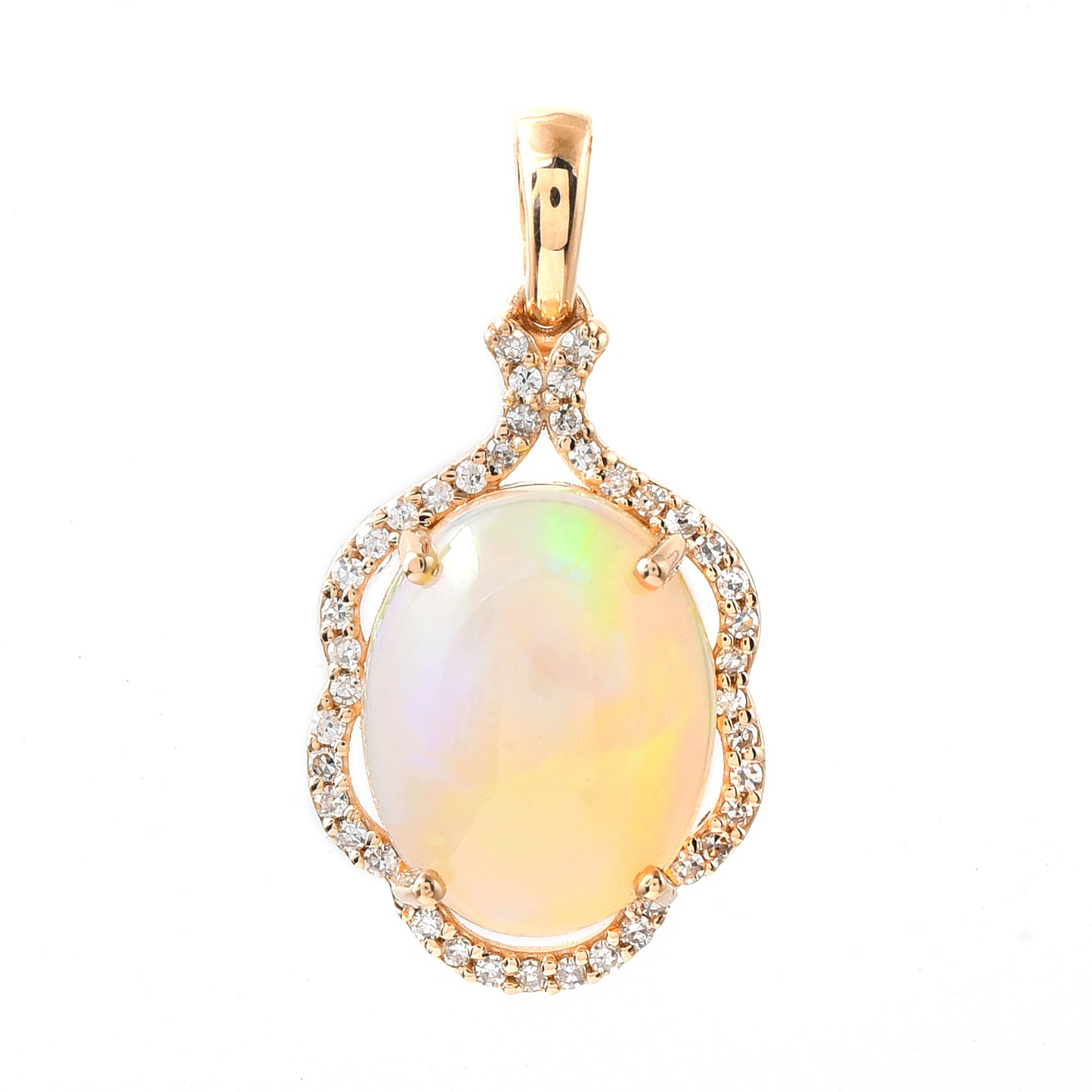 2.70 Ct Oval Cabochon Cut Natural Opal 14K Gold Pendant