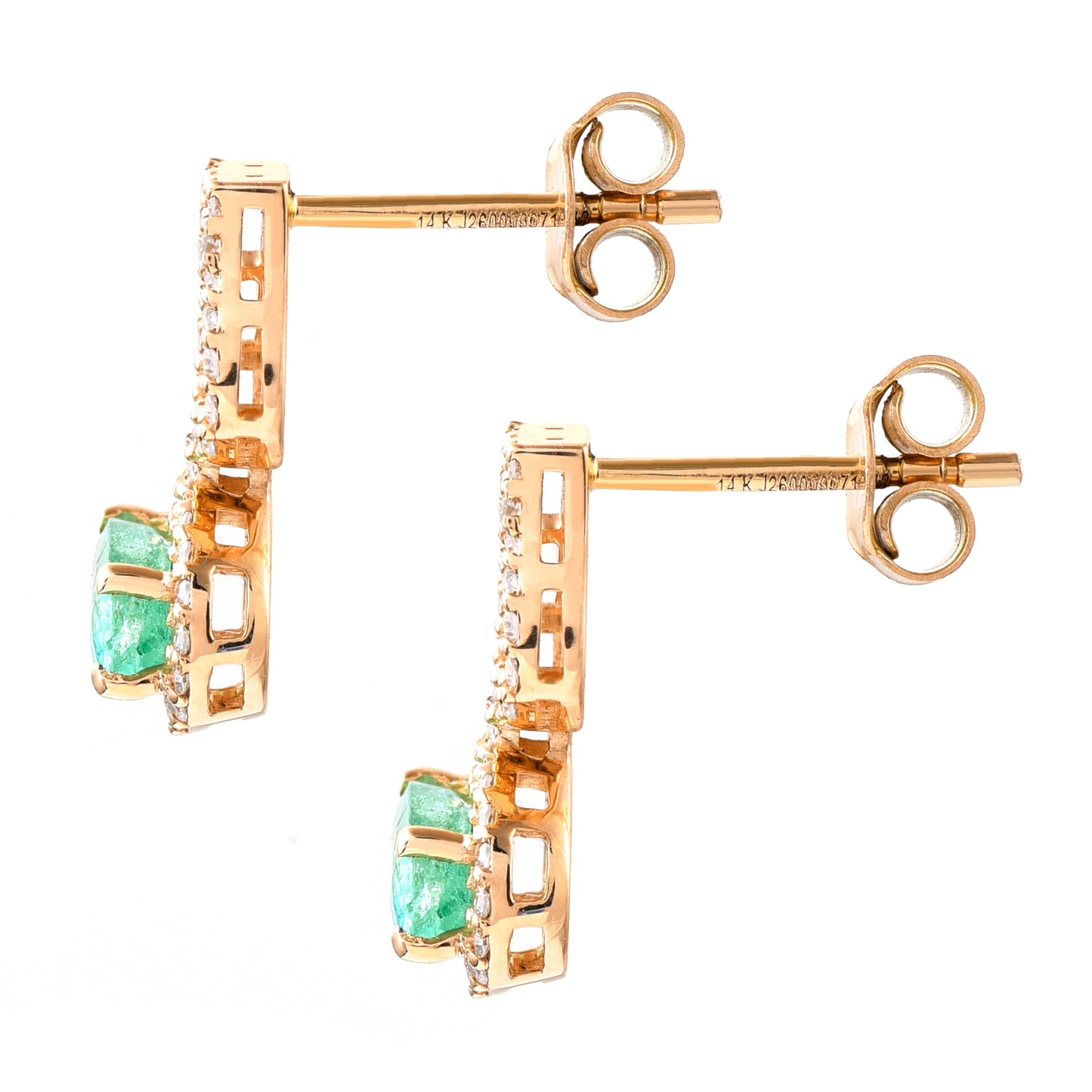 1.12 Ct Oval Mixed Cut Natural Emerald 14K Gold Earrings