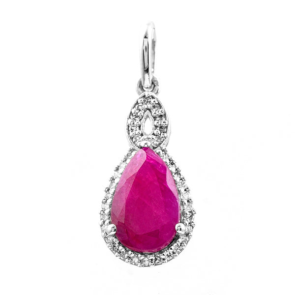 1.47 Ct Pear Mixed Cut Natural Ruby 950 Platinum Pendant