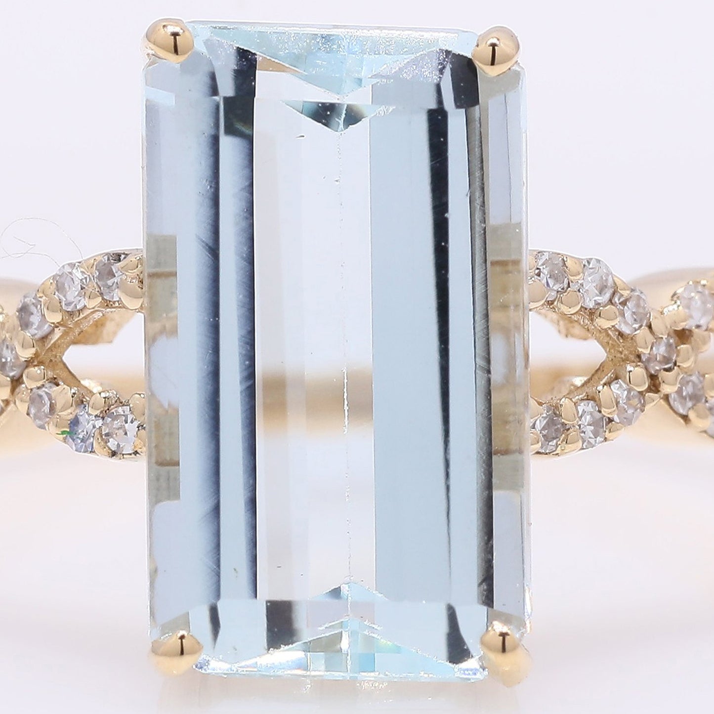3.05 Ct Octagon Step Cut Natural Aquamarine 14K Gold Ring