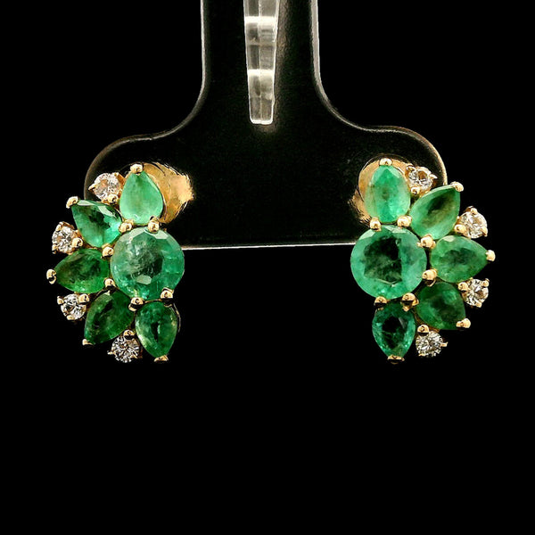 2.51 Ct Round Emerald 14K Gold Earrings