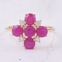 2.25 Ct Round Natural Ruby 14K Gold Ring