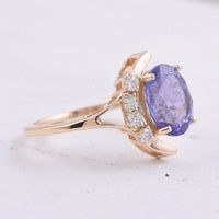 3.28 Ct Oval Natural Tanzanite 14K Gold Ring