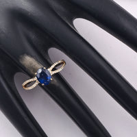 1.49 Ct Oval Mixed Cut Natural Sapphire 14K Gold Ring