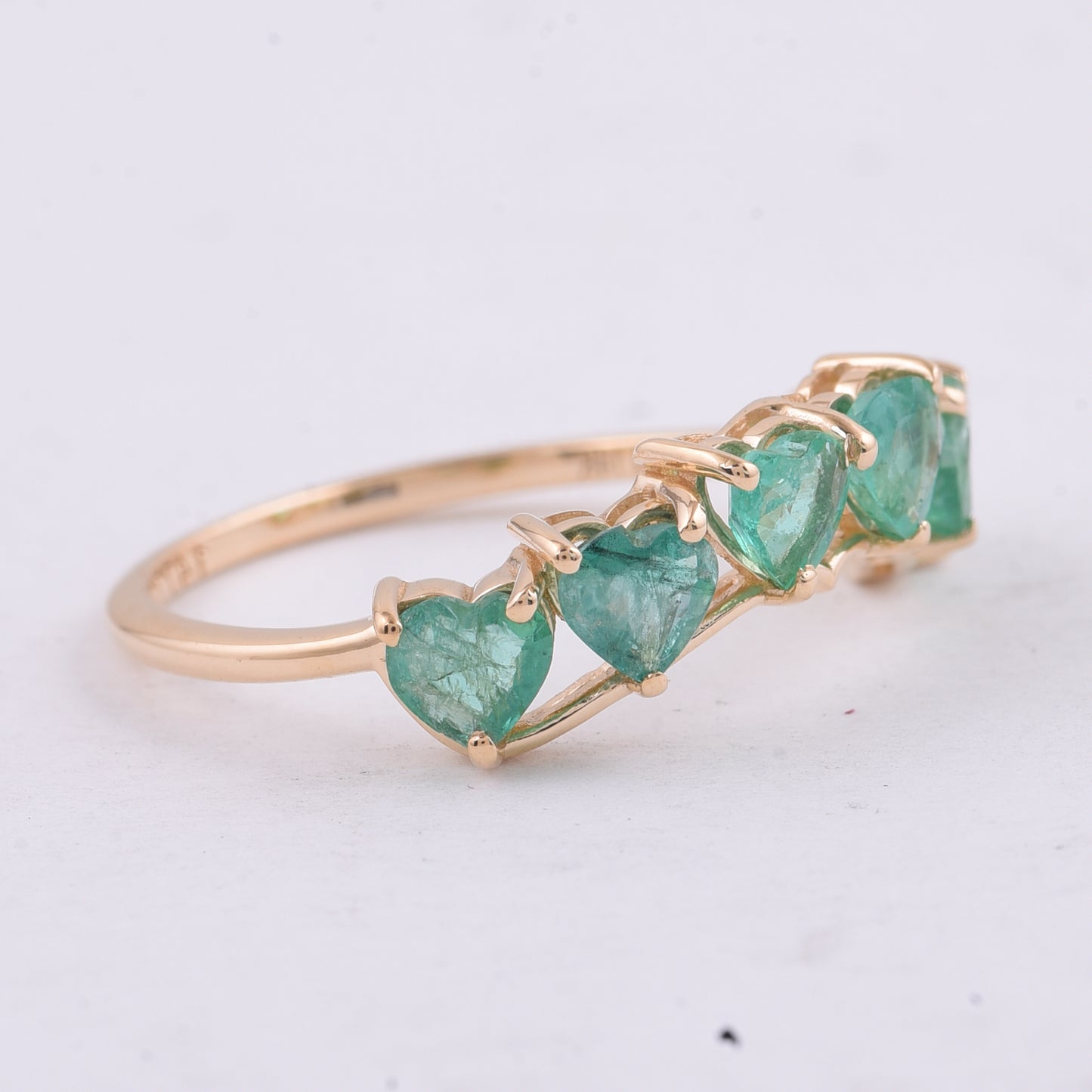 1.23 Ct Heart Natural Emerald 14K Gold Ring