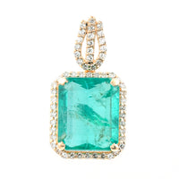 3.22 Ct Octagon Step Cut Natural Emerald 14K Gold Pendant