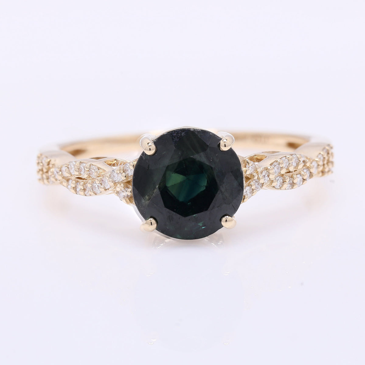 2.51 Ct Round Mixed Cut Natural Sapphire 14K Gold Ring