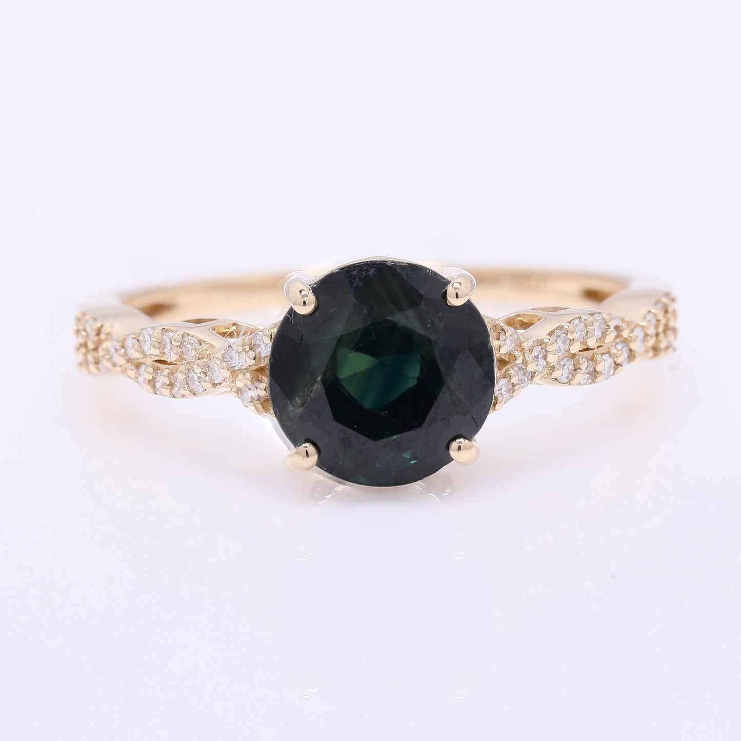2.51 Ct Round Mixed Cut Natural Sapphire 14K Gold Ring