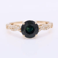 2.51 Ct Round Mixed Cut Natural Sapphire 14K Gold Ring