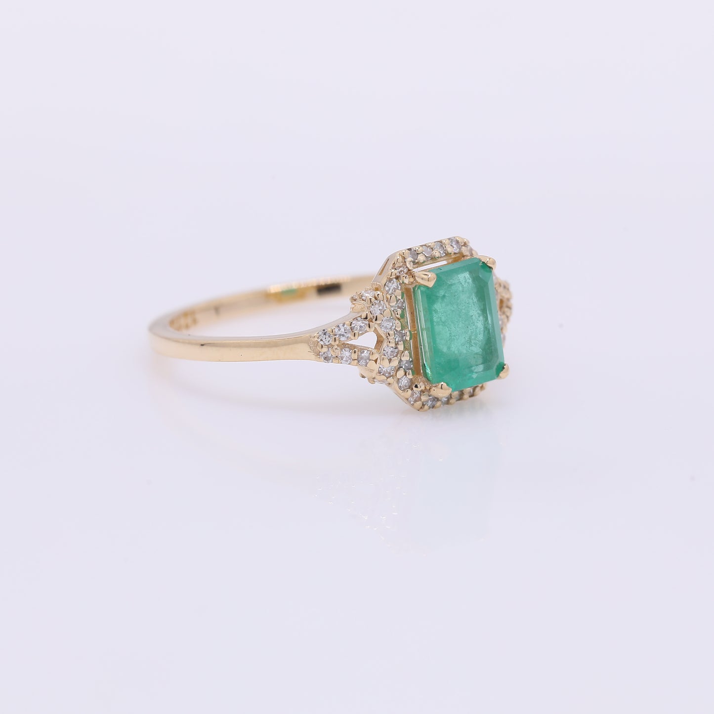 1.16 Ct Octagon Step Cut Natural Emerald 14K Gold Ring