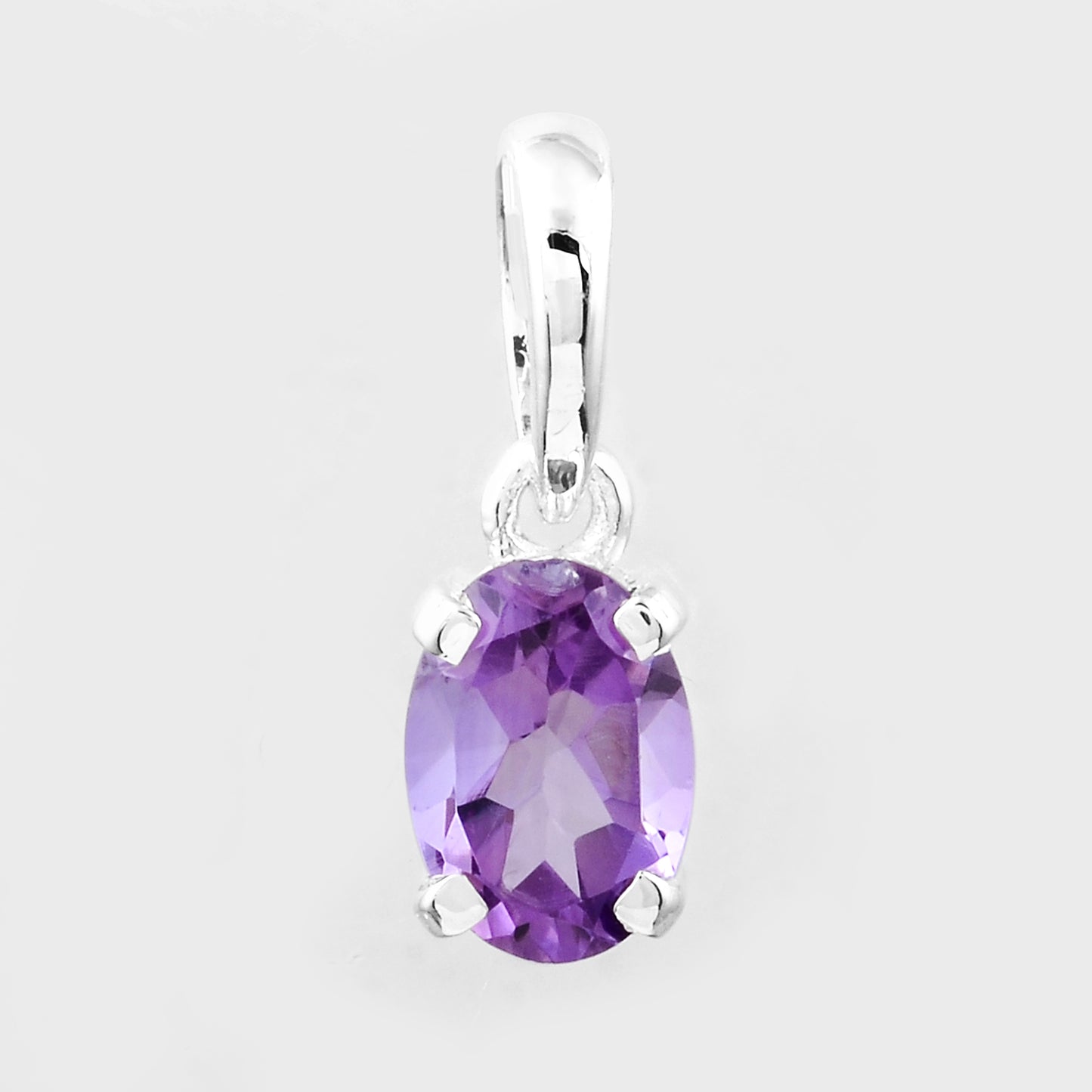 0.74 Ct Oval Amethyst, 925 Sterling Silver Pendant