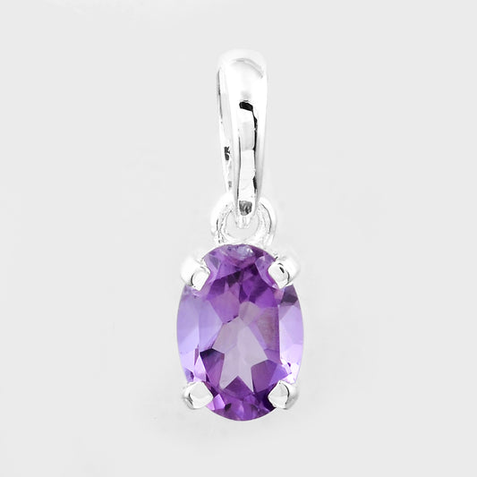0.74 Ct Oval Amethyst, 925 Sterling Silver Pendant