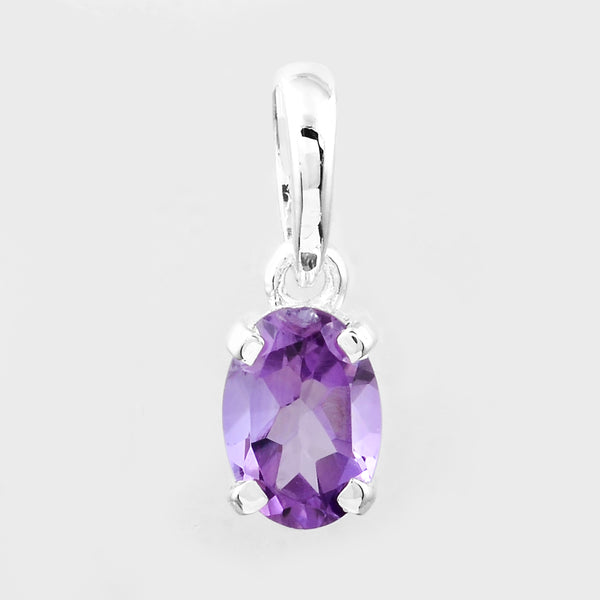 0.74 Ct Oval Amethyst, 925 Sterling Silver Pendant