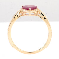 1.60 Ct Pear Mixed Cut Natural Corundum Ruby 14K Gold Ring