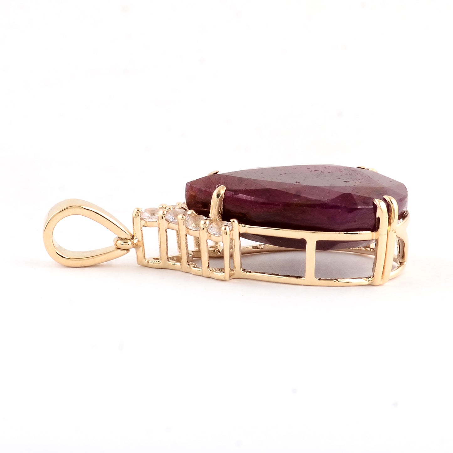 9.42 Ct Pear Ruby 14K Gold Pendant