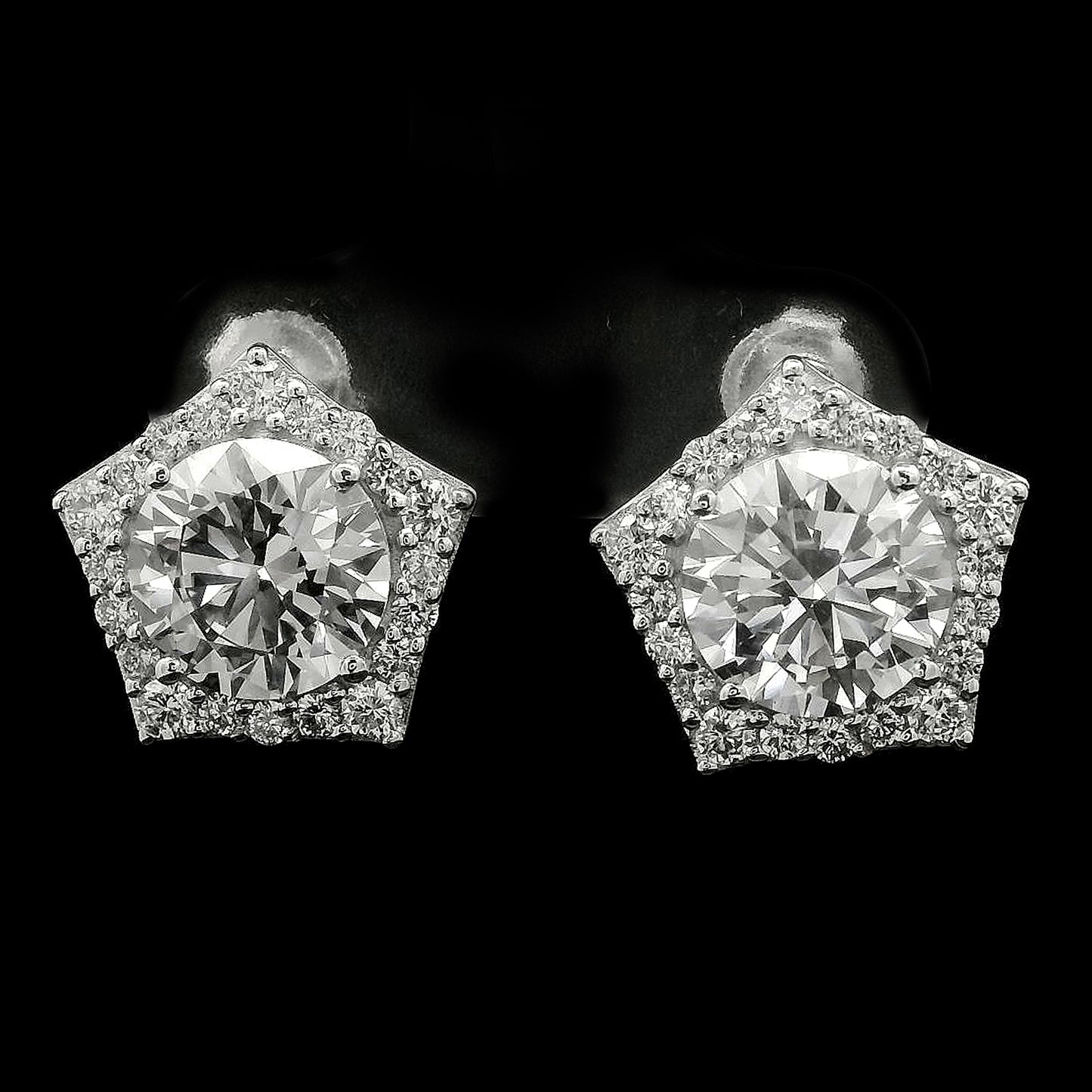 4.42 Carats Lab Grown Diamond 14K Gold Earrings