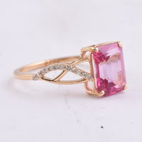 2.69 Ct Octagon Step Cut Natural Pink Topaz 14K Gold Ring