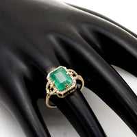 2.98 Ct Octagon Natural Emerald 14K Gold Ring