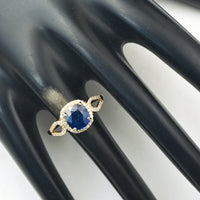 2.05 Ct Cushion Mixed Cut Natural Sapphire 14K Gold Ring