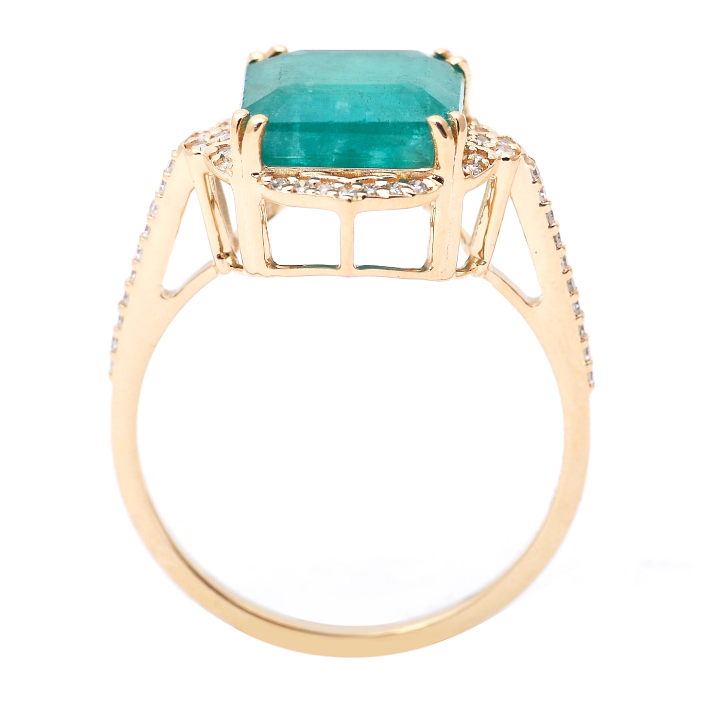 3.75 Ct Octagon Step Cut Natural Emerald 14K Gold Ring