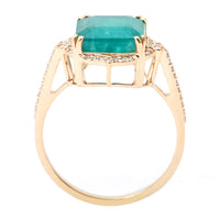3.75 Ct Octagon Step Cut Natural Emerald 14K Gold Ring