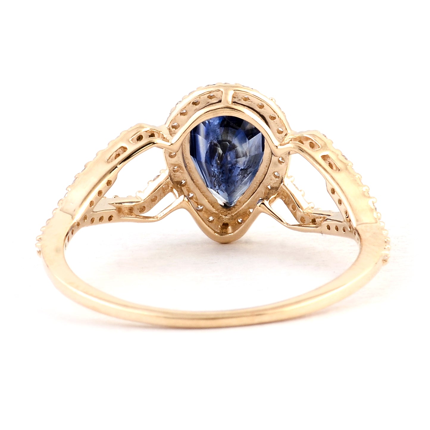 1.76 Ct Pear Mixed Cut Natural Codundum Sapphire 14K Gold Ring
