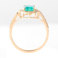 1.37 Ct Octagon Step Cut Natural Emerald 14K Gold Ring