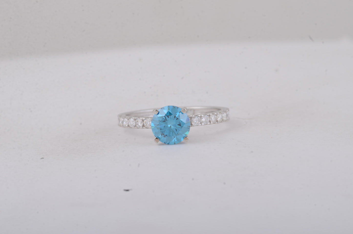 1.66 Carats Blue Lab Grown Diamond 14K Gold Ring