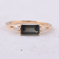 1.13 Ct Rectangle Step Cut Natural Tourmaline 14K Gold Ring