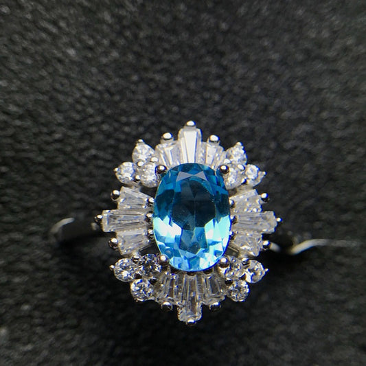 Blue Topaz 925 Sterling Silver Ring