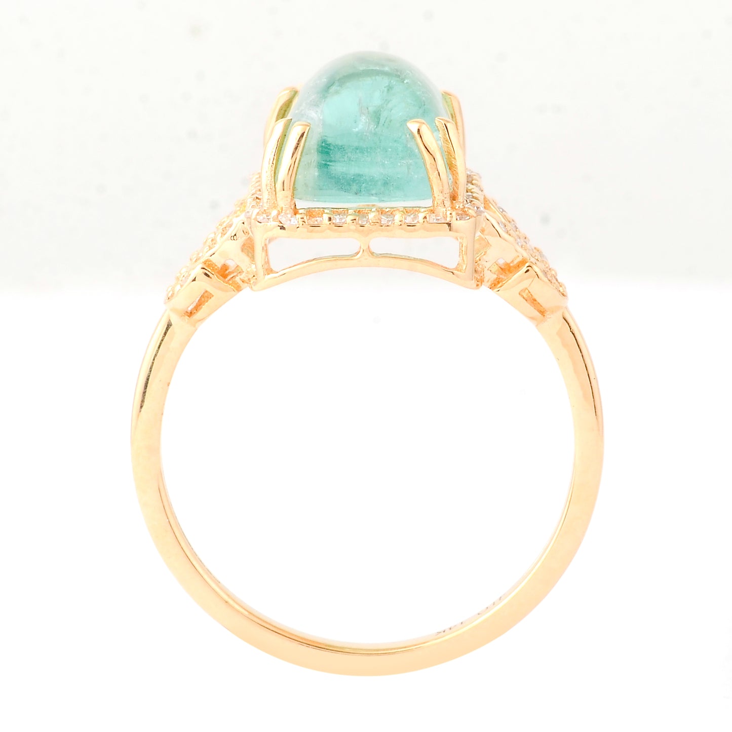 4.58 Ct Cushion Cabochon Cut Natural Tourmaline 14K Gold Ring