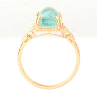4.58 Ct Cushion Cabochon Cut Natural Tourmaline 14K Gold Ring
