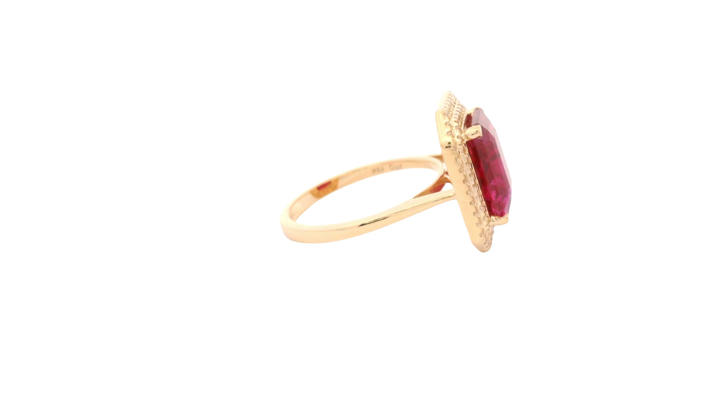 6.50 Ct Octagon Lab Grown Ruby 14K Gold Ring
