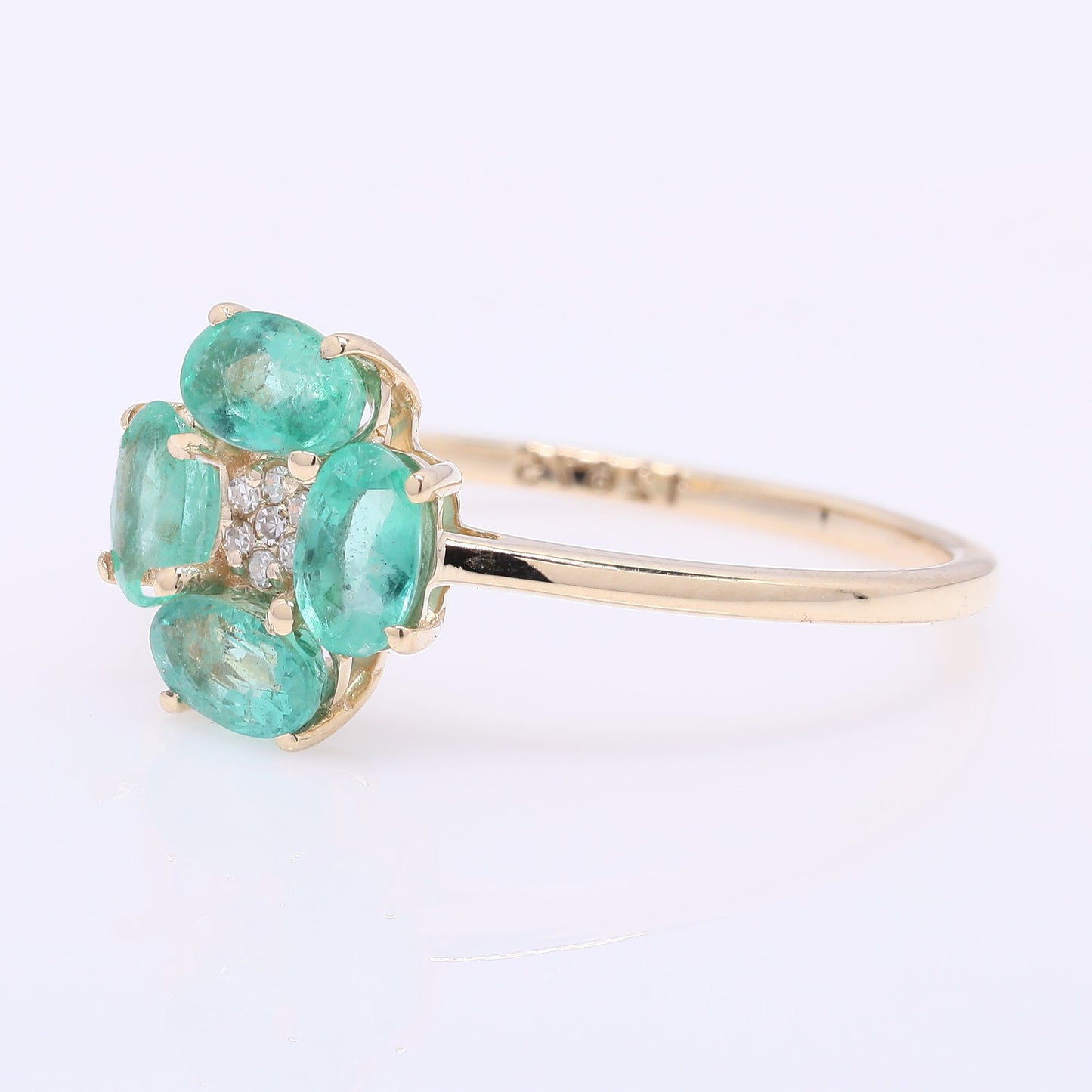 1.16 Ct Oval Mixed Cut Natural Emerald 14K Gold Ring