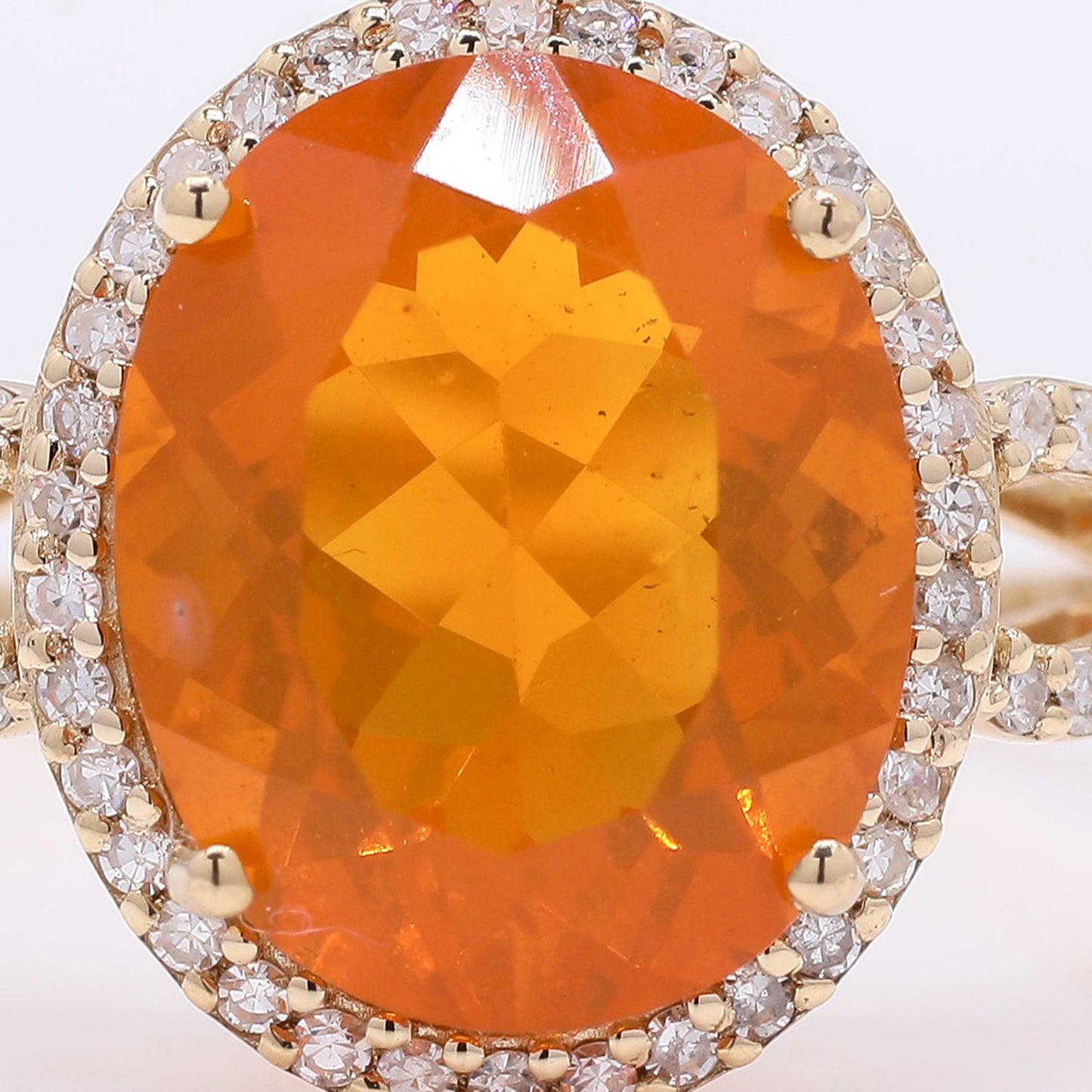 2.55 Ct Oval Mixed Cut Natural Fire Opal 14K Gold Ring