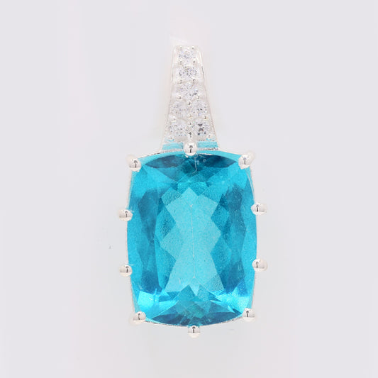 13.05 Ct Cushion Paraiba Topaz 925 Silver Pendant