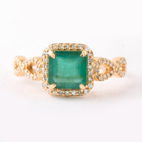 1.59 Ct Octagon Step Cut Natural Emerald 14K Gold Ring
