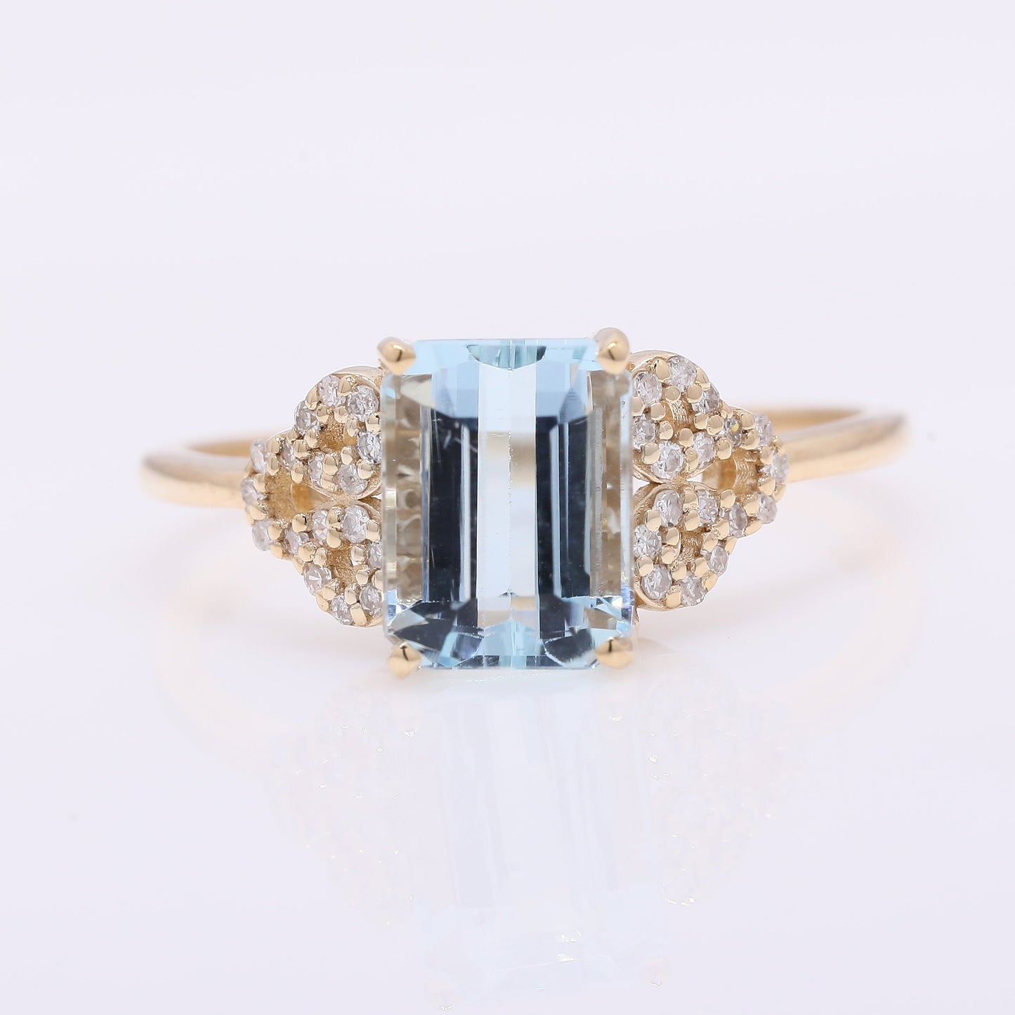 2.09 Ct Octagon Step Cut Natural Aquamarine 14K Gold Ring