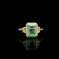 1.83 Ct Octagon Step Cut Natural Emerald 14K Gold Ring