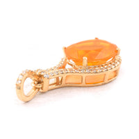 1.75 Ct Oval Mixed Cut Natural Fire Opal 14K Gold Pendant