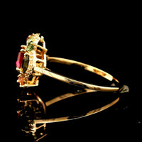 1.02 Ct Square Multi Tourmaline 14K Gold Ring