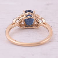 2.16 Ct Oval Mixed Cut Natural Sapphire 14K Gold Ring