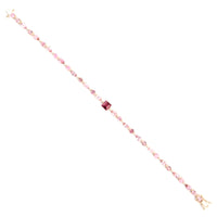4.99 Ct Square Multi Tourmaline 14K Gold Bracelet